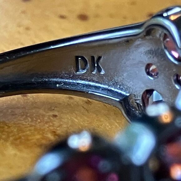 Natural Raspberry Garnet Black Rhodium Over Sterling Silver Ring Size 8 - Picture 7 of 10